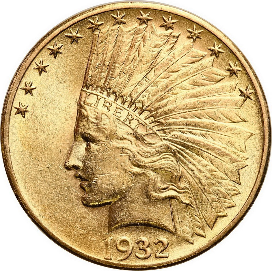 USA. 10 $ dolarów 1932 Indianin Filadelfia - PIĘKNY